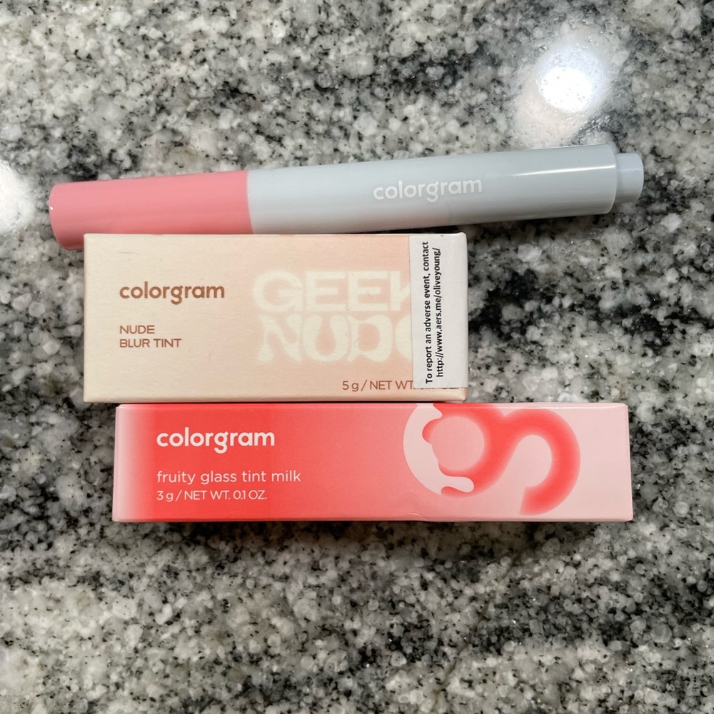 Colorgram Lip Bundle- fruity glass tint, nude blur tint, fruity glass stick